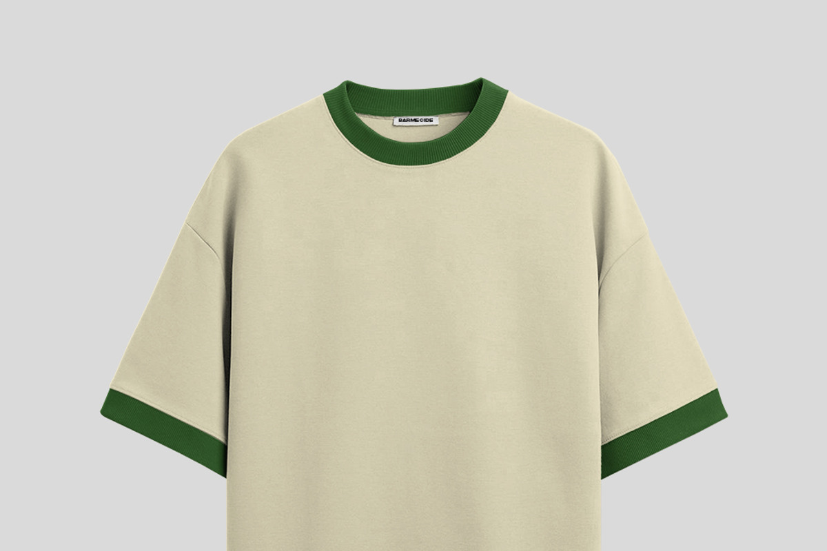 Oversized ringer t-shirt mockup, an Apparel Mockup by Barmecide Mockup Studio (Photo 2 of 4)