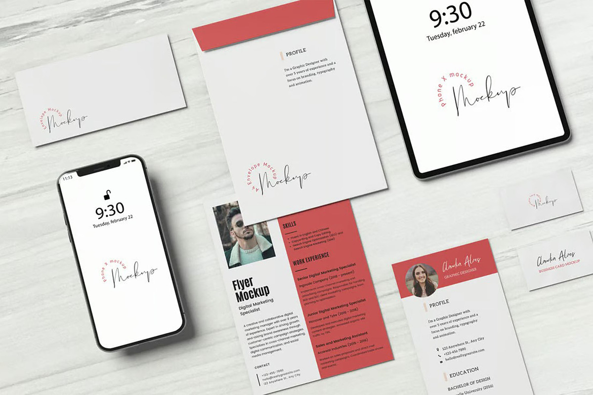 Brand Identity Mockups, an Advertising Mockup by Se٧enStudio (Photo 1 of 3)