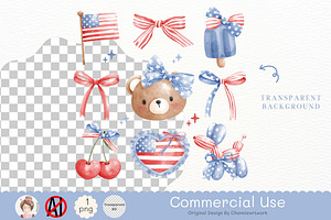 Coquette 4th Of July Bear PNG