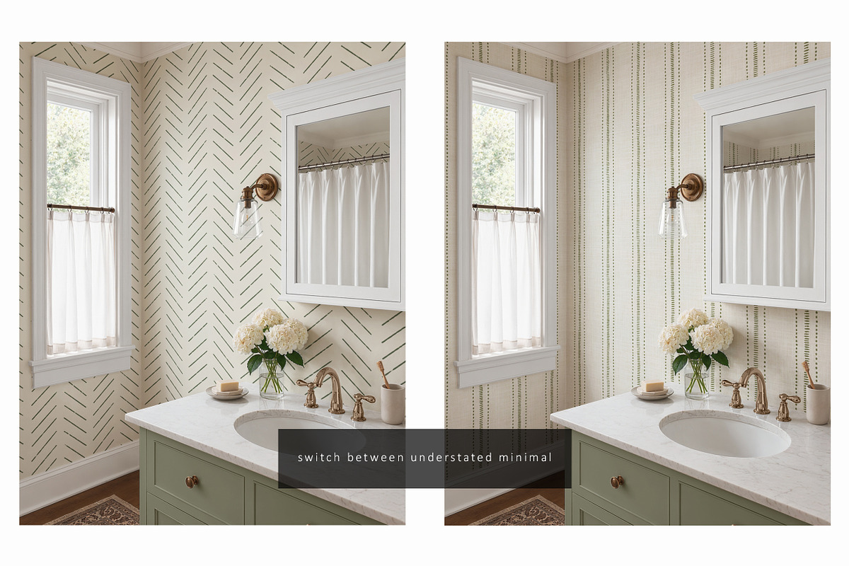 Small Bathroom Wallpaper Mockup, a Household Mockup by LinnestCreative (Photo 4 of 7)