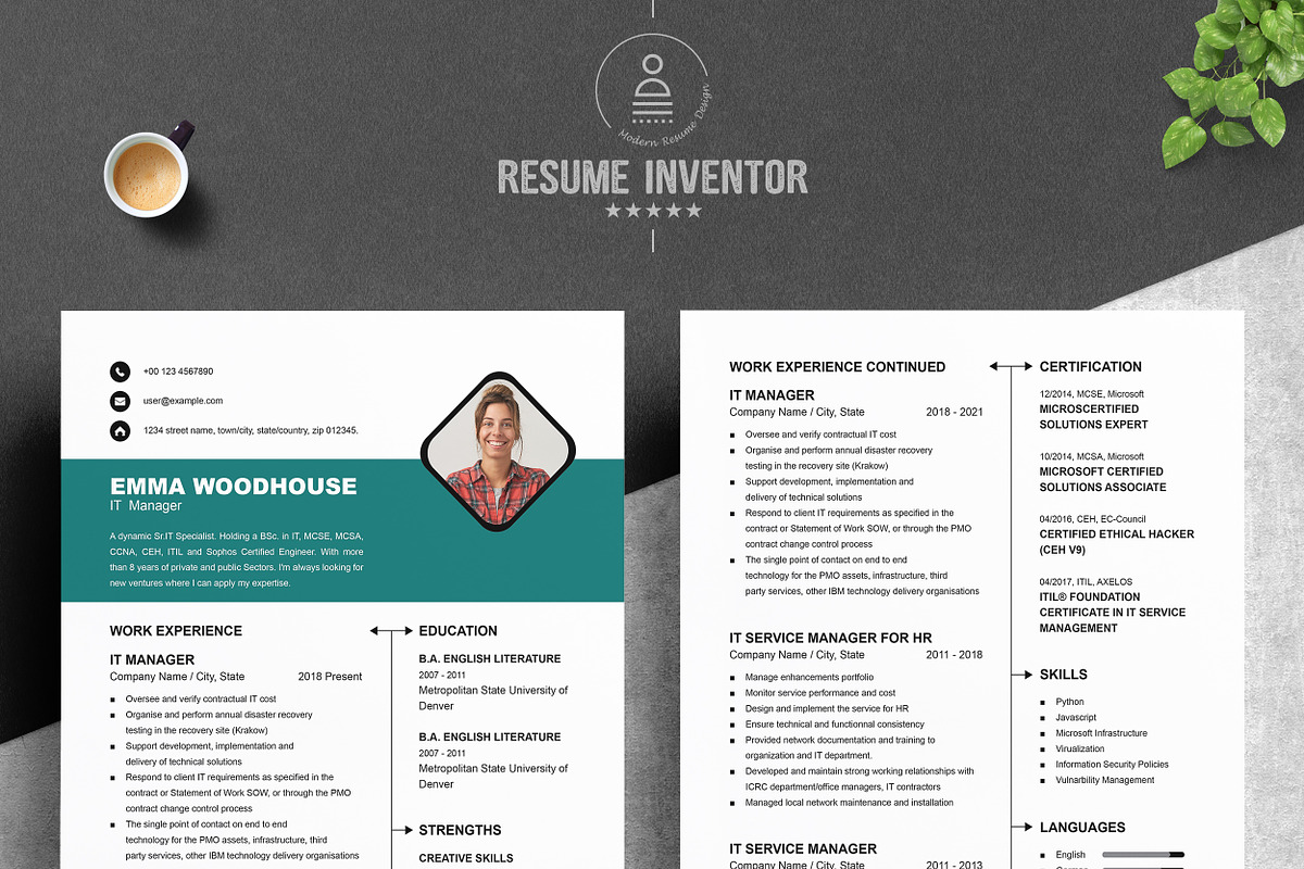 Designer Resume & Portfolio Combo, a Resume Template by ResumeInventor (Photo 2 of 7)