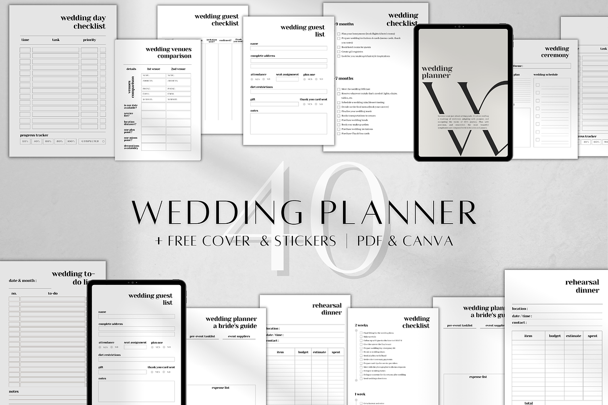 Minimalist Wedding Planner Printable, a Stationery Template by BRANDcontent (Photo 1 of 6)