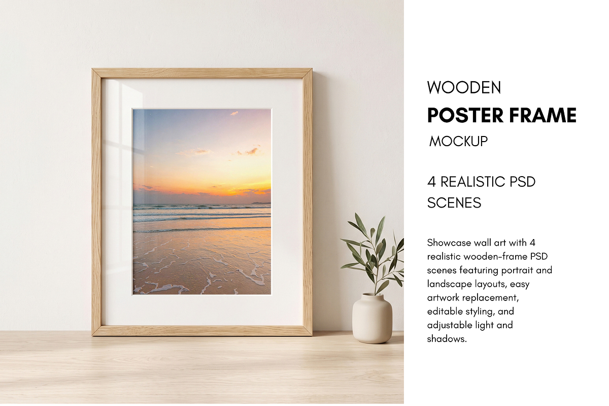 Wooden Poster Frame Mockup Bundle, a Household Mockup by Pixel Foundry (Photo 1 of 9)