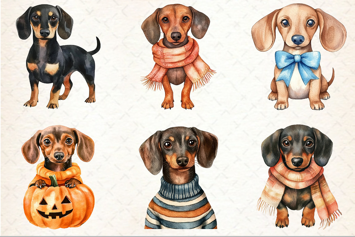 Watercolor Dachshund clipart, an Illustration by Rose Art (Photo 3 of 4)