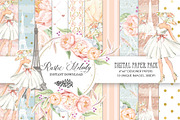 PARIS -FASHION DIGITAL PAPER PACK, a Pattern Graphic by rusticmelody (Thumbnail 1 of 2)