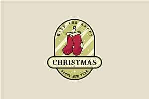 christmas sock emblem logo line, a Branding & Logo Template by zyxroun shop
