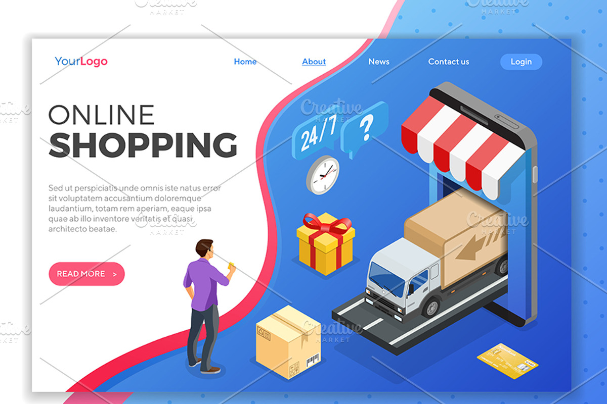 Online Internet Shopping Isometric, a Finance Illustration by TAlex (Photo 3 of 6)