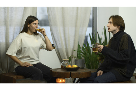 Students communicate and drink tea, a Person Photo by Media Whale Stock