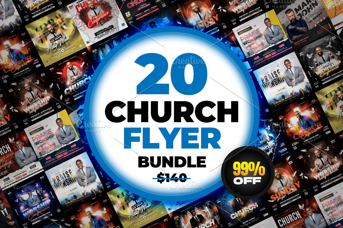 20 Church Flyers Bundle, a Flyer Template by StarPixles11 (Photo 1 of 15)