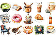 Watercolor Coffee Shop Clipart, an Illustration by Craft Nest (Thumbnail 3 of 5)