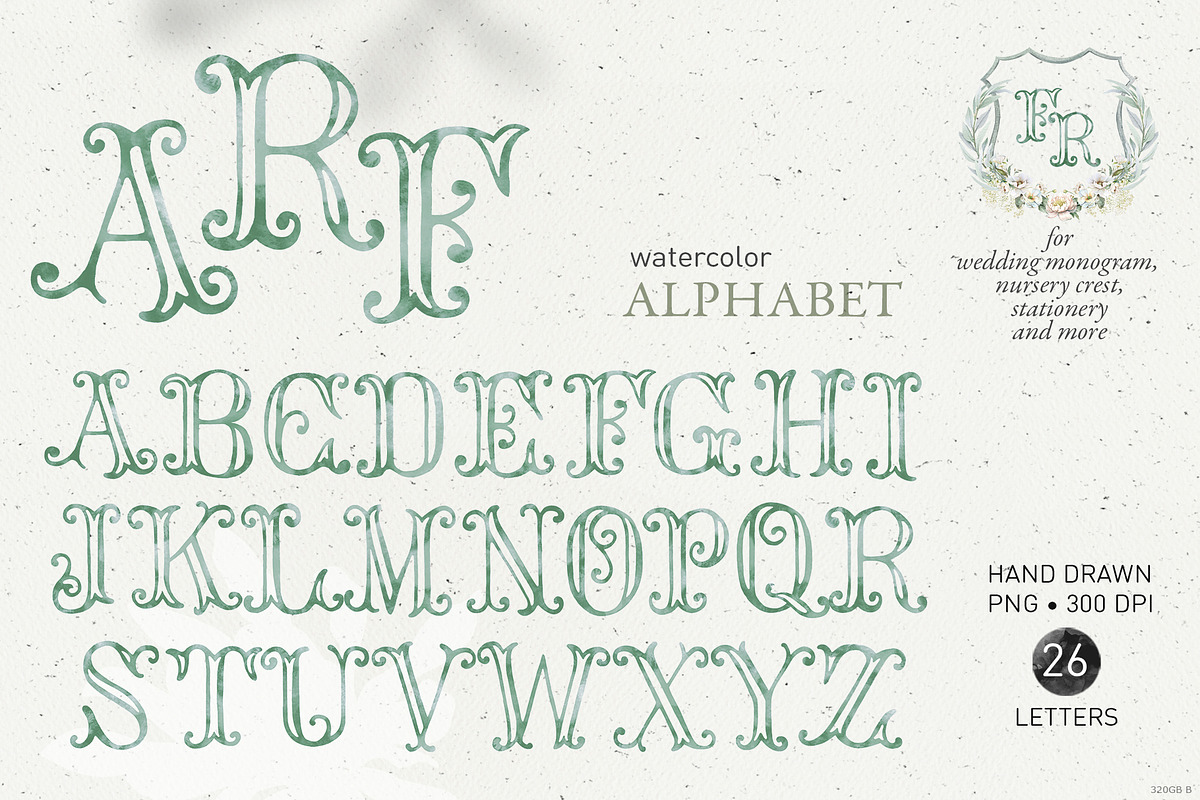 Sage monogram alphabet crest initial, a Decorative Illustration by GrafikBoutique (Photo 1 of 3)
