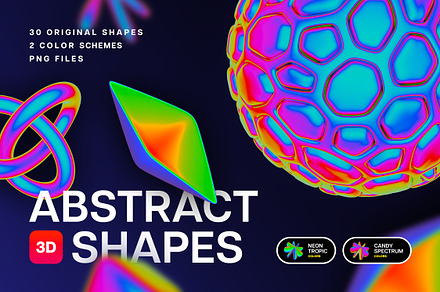 Iridiscent Abstract 3D Objects