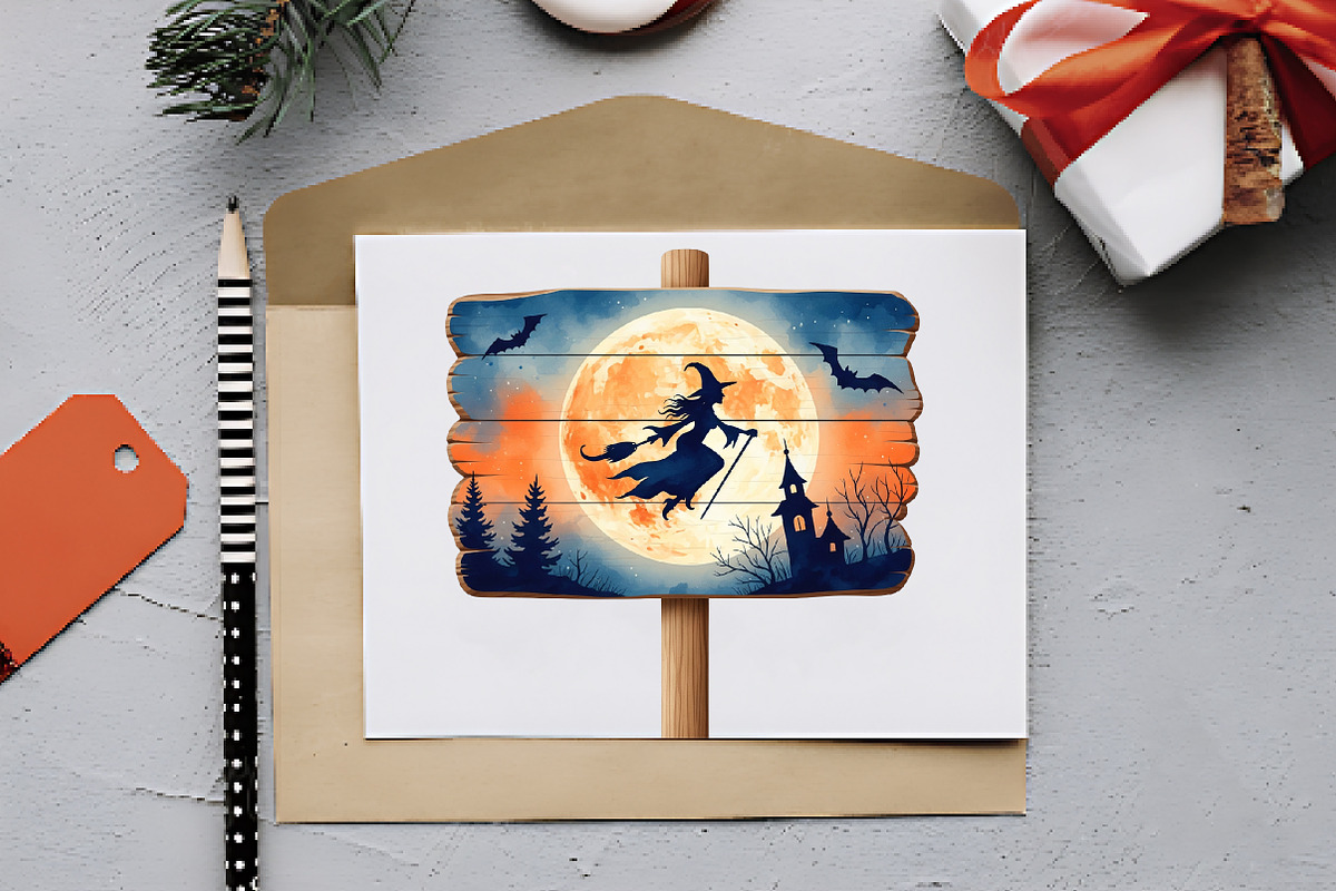 Halloween Wooden Board Sublimation, an Illustration by RobertsArt (Photo 2 of 7)