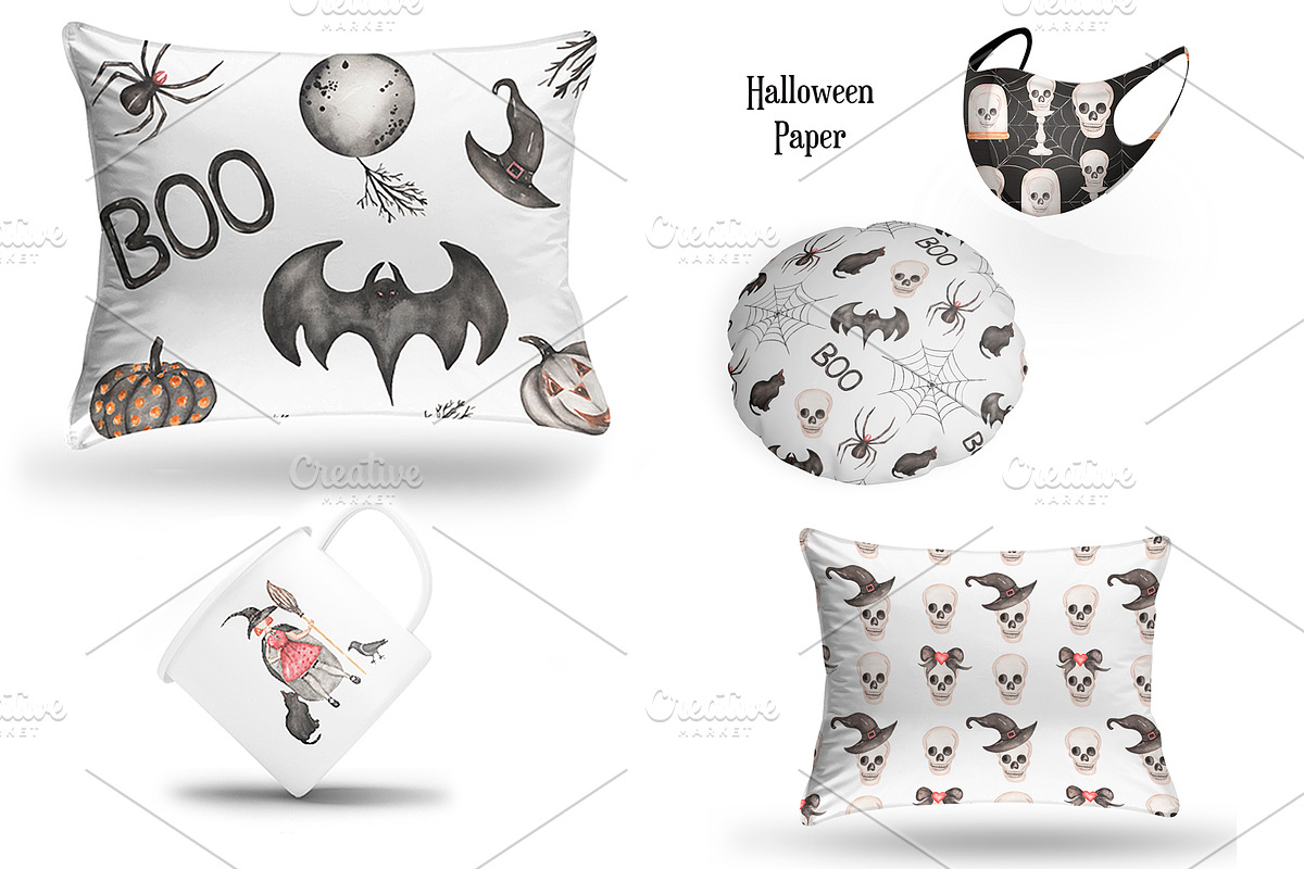 Watercolor Halloween Night, a Decorative Illustration by MayaNavits (Photo 6 of 9)