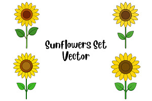 Sunflower Set Vector, a Decorative Illustration by Awieee1