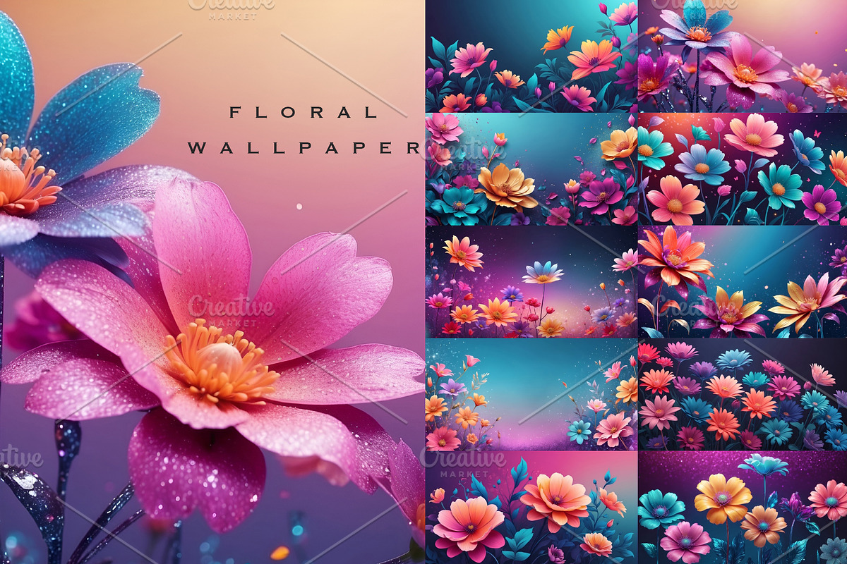Gradient Floral Background, a Background Graphic by sibel dayı (Photo 1 of 24)