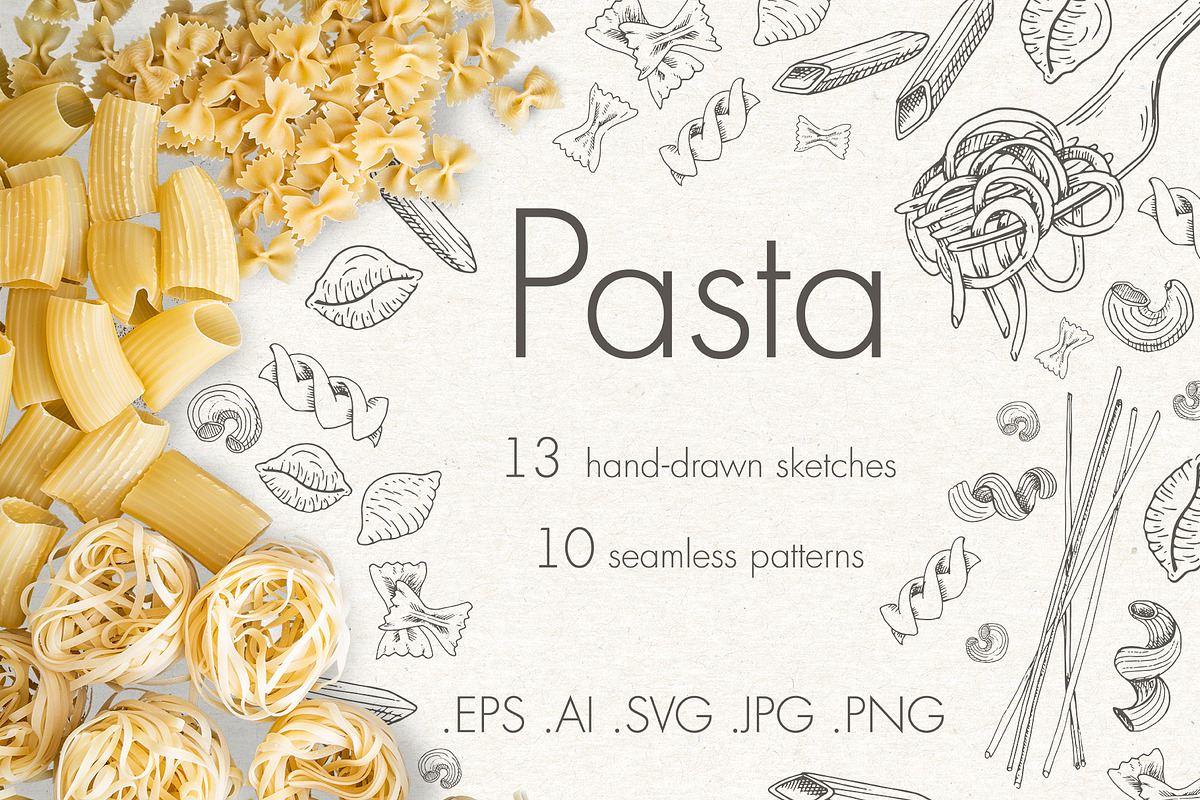 Pasta. Sketches and patterns, an Object Graphic by Canatic (Photo 1 of 6)