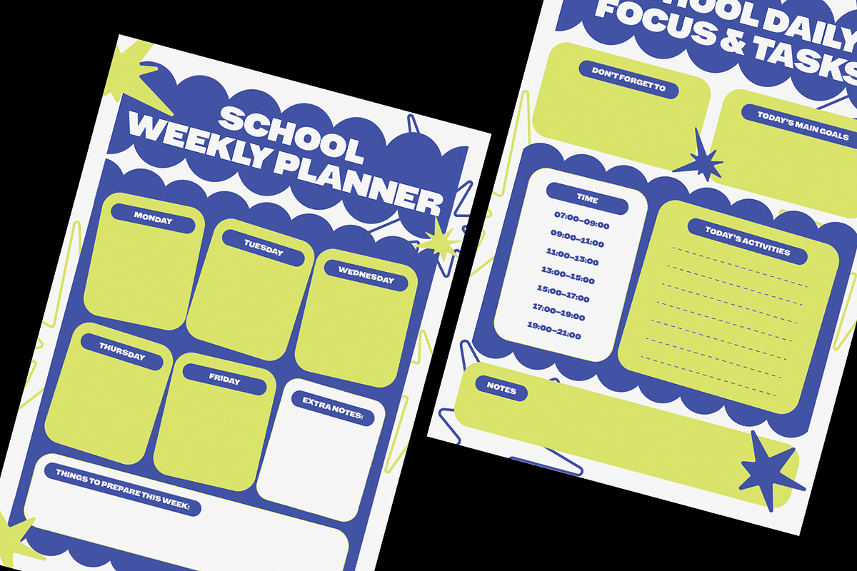 School Weekly Planner Template, a Flyer Template by Neermana (Photo 2 of 4)