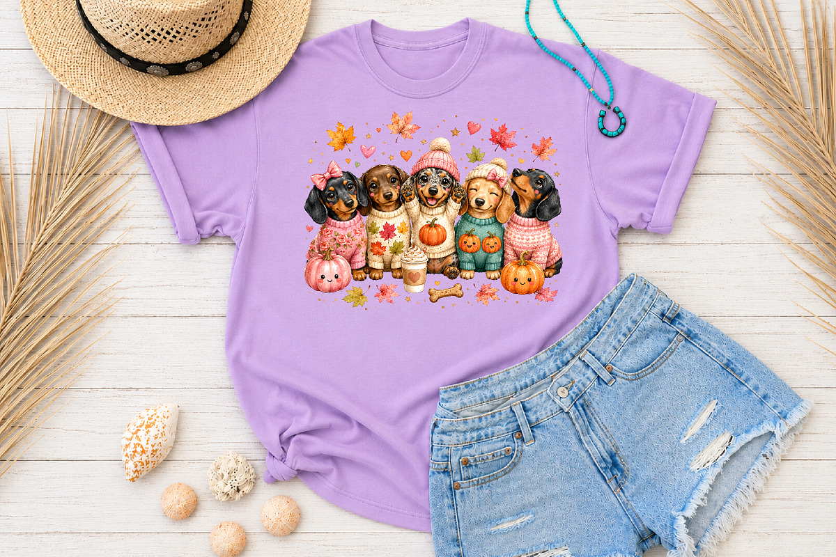 Autumn Dachshund Puppies Sublimation, a Seasonal Illustration by Rose Art (Photo 4 of 4)