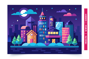 Vibrant City at Night, an Illustration by Tanuart