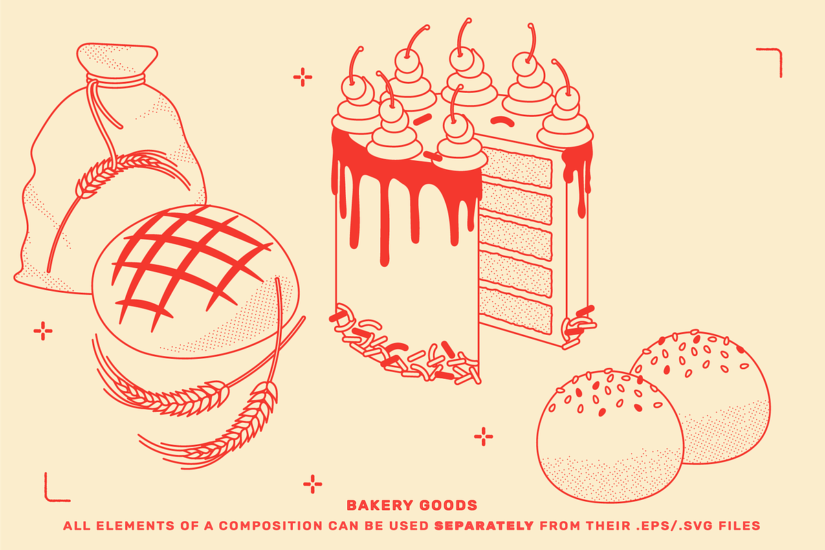Bakery Food Vector Illustrations, a Food Illustration by TheFoodAtlas (Photo 2 of 17)
