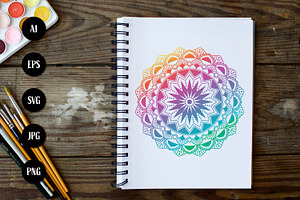 gradient mandala circular pattern, a Pattern Graphic by Saba Vector