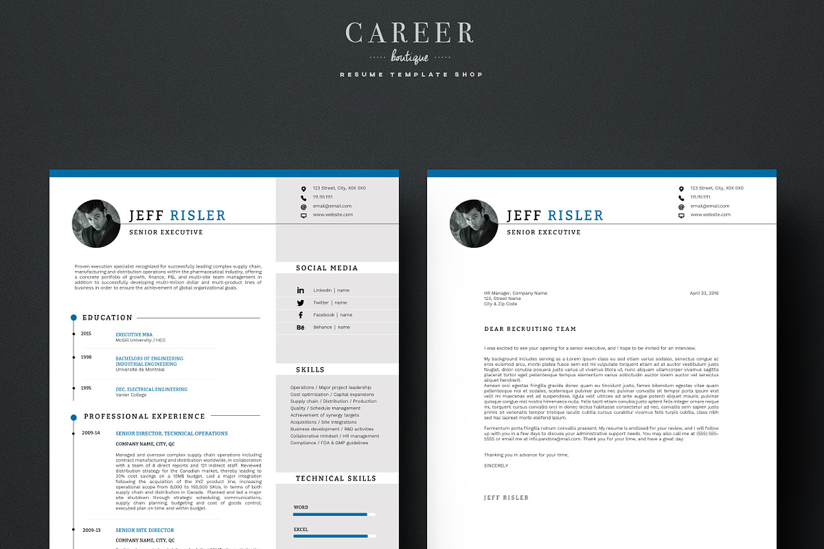 Modern Resume & CoverLetter Template, a Resume Template by careerboutique (Photo 6 of 6)