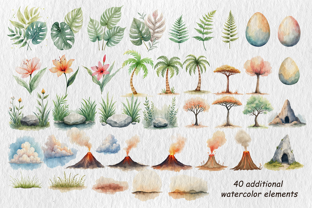 Dinosaurs Watercolor Collection, an Animal Illustration by AG Mockups (Photo 3 of 9)