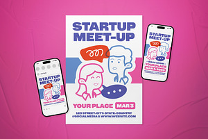 Startup Meet Up Event Flyer Set, a Flyer Template by The Good Store
