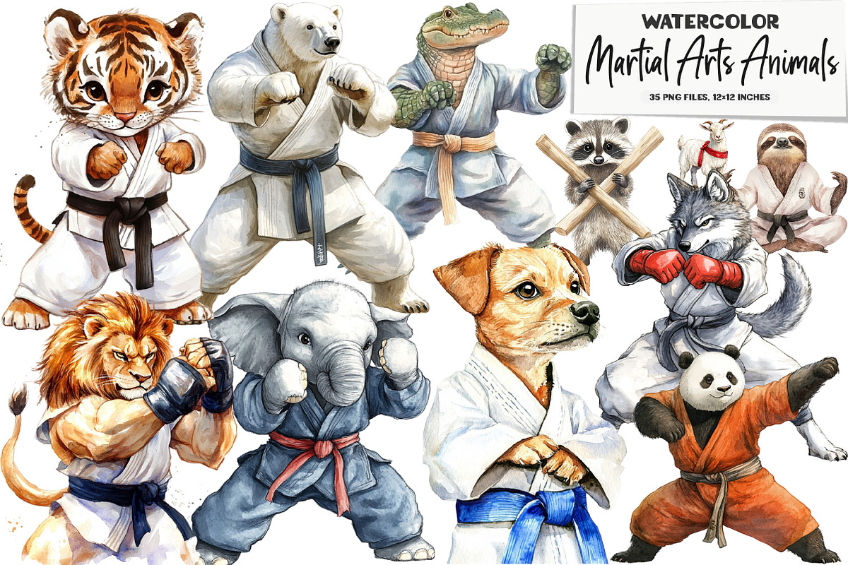 Martial Arts Animals Sublimation, an Illustration by DreamArtGraphic (Photo 1 of 5)