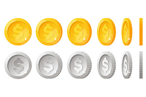 Rotation of gold and silver coins, a Finance Illustration by Vectorbuum