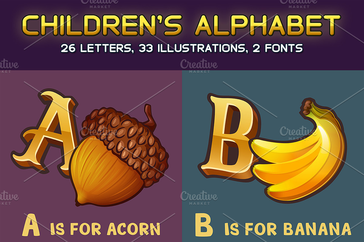 Children's Alphabet SET, an Education Illustration by Saranai Store (Photo 1 of 10)