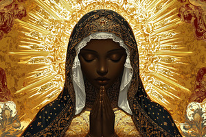 Black Madonna in prayer in ornate, a Holiday Photo by MistyDay