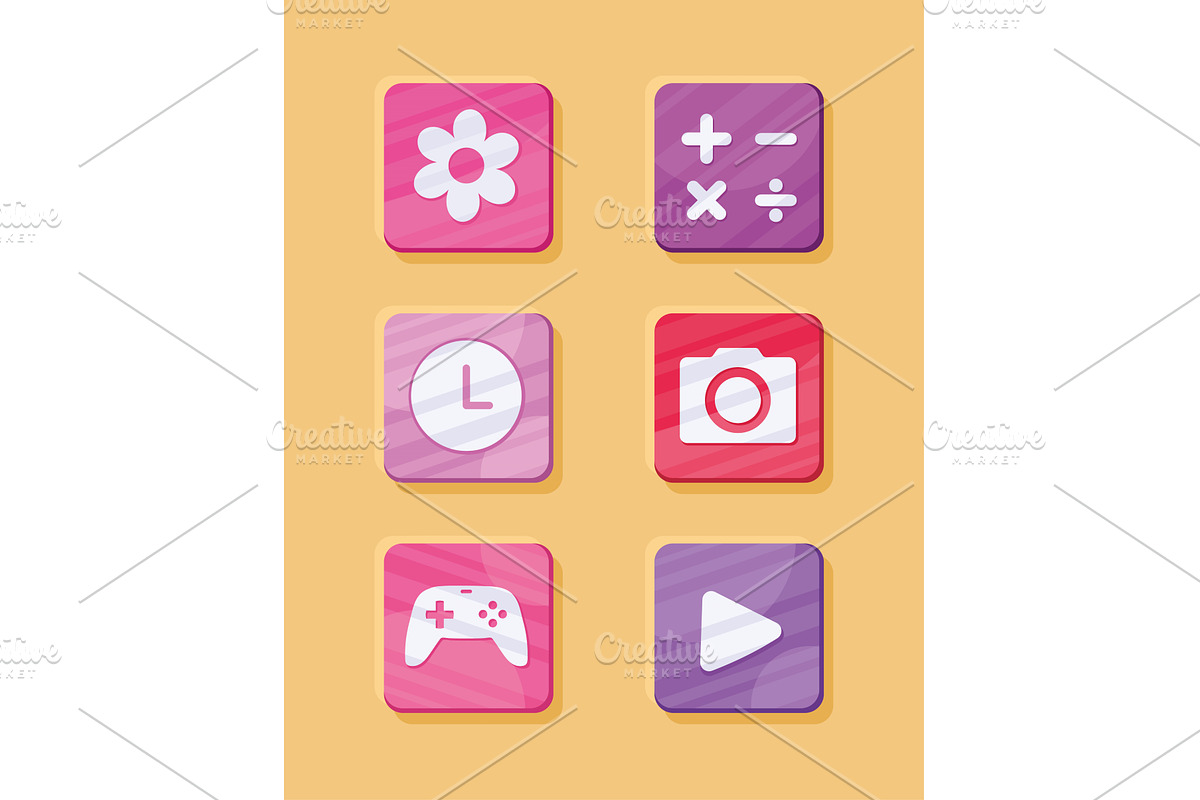 applications signs six icons, an Object Illustration by studiogstock