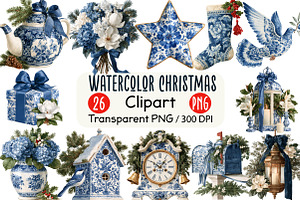 Watercolor Grandmillennial Christmas, an Object Illustration by Black Bird Studio