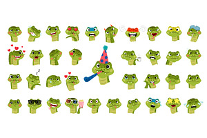 Set of different snakes emoticons, an Animal Illustration by Stock-Smart-Start