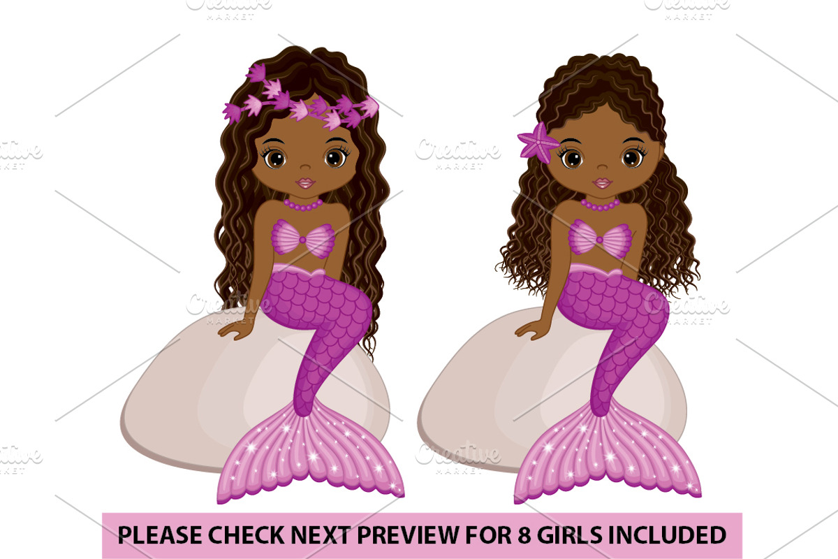 Vector Beautiful Mermaid Clipart, an Illustration by TheCreativeMill (Photo 3 of 6)