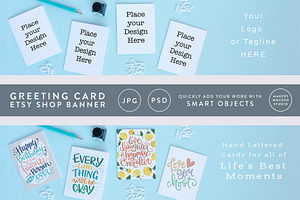 Greeting Card Etsy Shop Banner, a Product Mockup by Makers Mockup Studio
