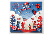 4th of July Paper Cutting 2, a Person Illustration by Sharon Schwalbe (Thumbnail 5 of 6)