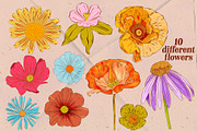 Retro Wildflowers - Bold Flowers, a Texture Illustration by Dear Darling Design (Thumbnail 2 of 11)