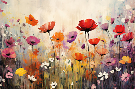 Flower meadow with clouds and sky ba, a Photo by Iftikhar Alam