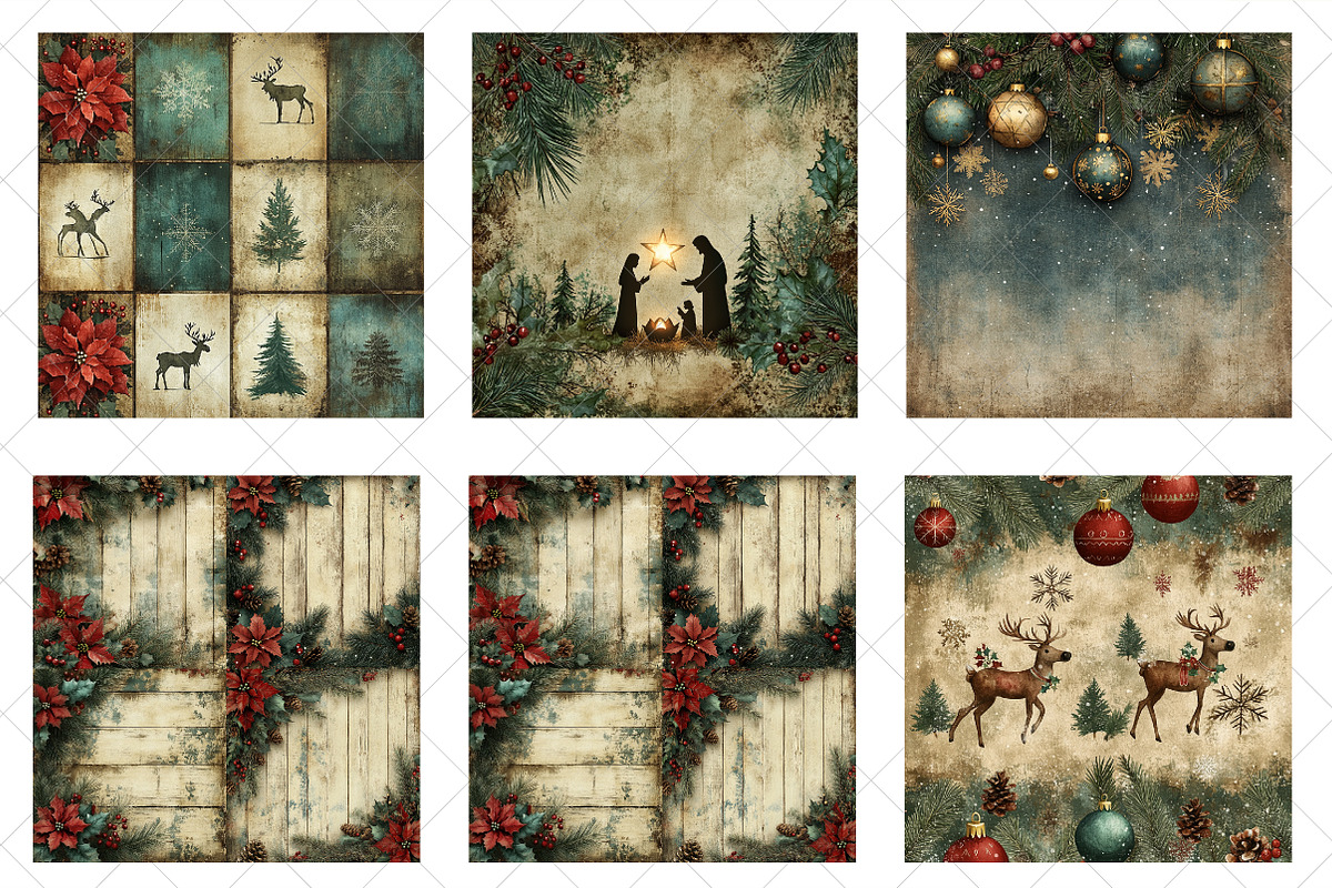 Vintage Christmas Paper Sublimation, an Illustration by SinaCreation (Photo 3 of 5)