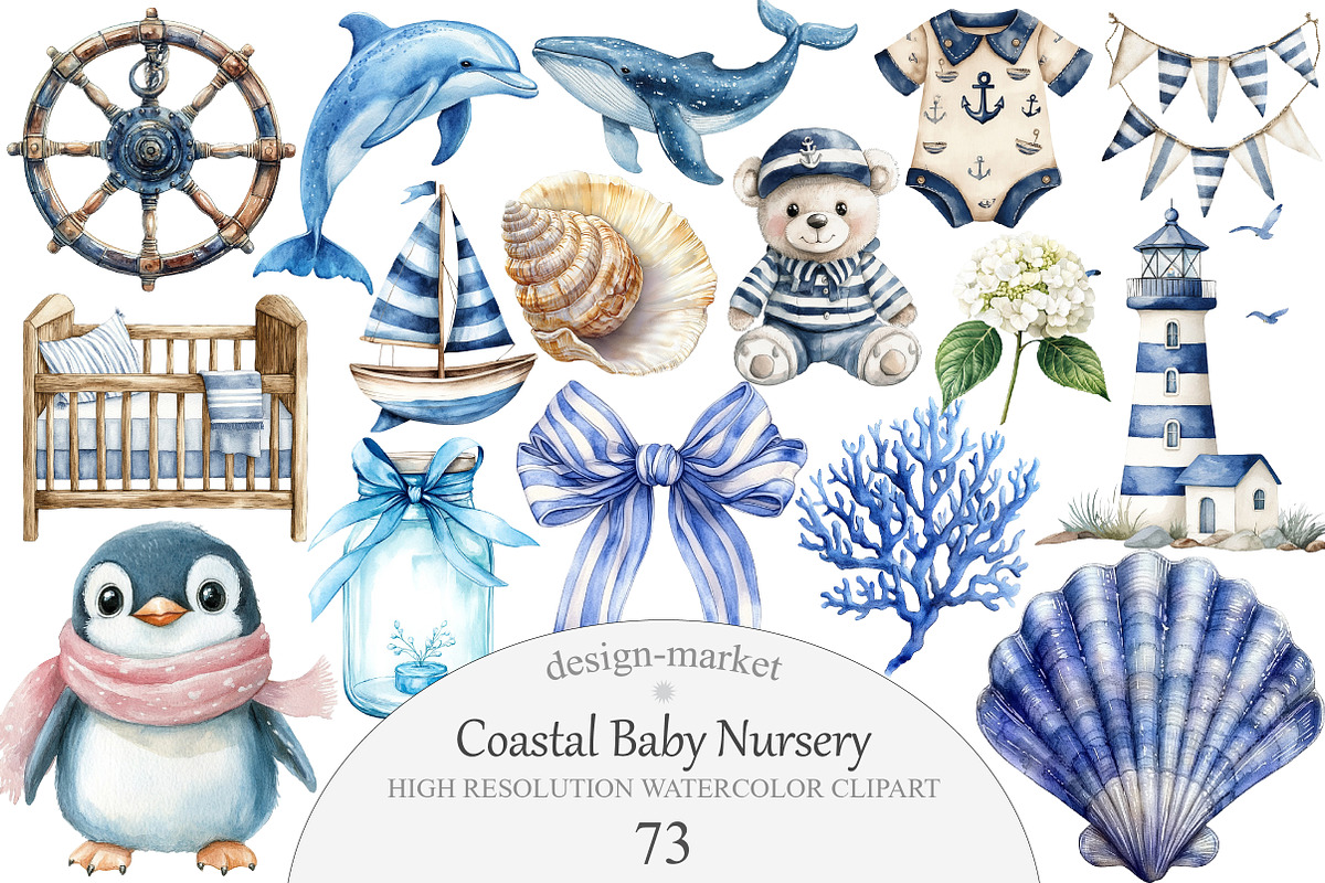 Coastal Baby Nursery Clipart, an Illustration by Design Market (Photo 1 of 7)