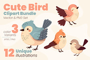 Bird Clipart Bundle - Vector & PNG, an Animal Illustration by moja doodle (Thumbnail 1 of 5)