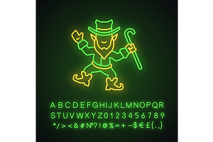 Leprechaun Neon Light Icon