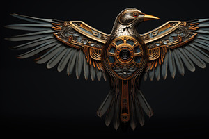 Art Deco Bird. A Stylized Mechanical Bird With Intricate Designs, Featuring Met