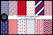Nautical Patriotic Colors Papers, a Pattern Graphic by FrankiesDaughtersDesign (Thumbnail 1 of 3)