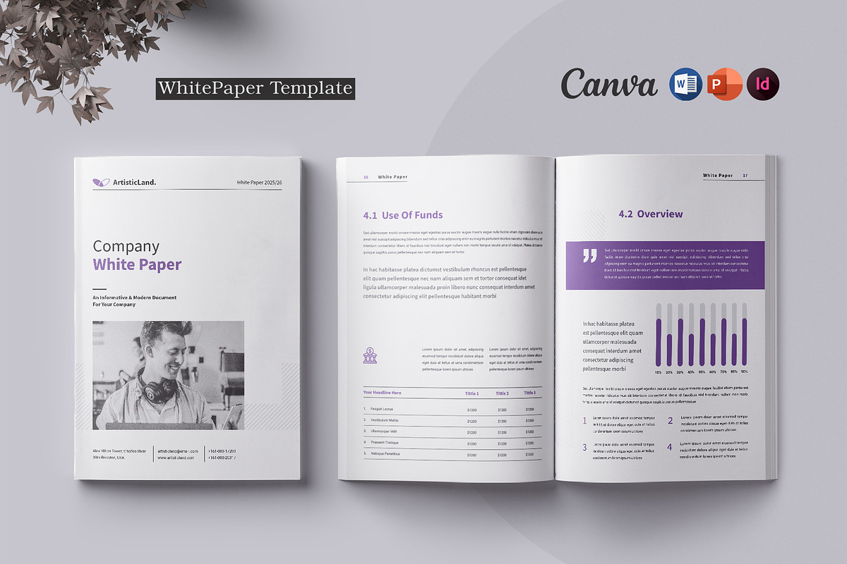 White Paper | Canva, Word, PPTX, IN, a Brochure Template by ArtisticLand (Photo 1 of 8)