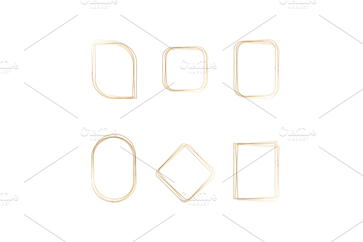 Watercolor gold frames set with, an Illustration by okskukuruza