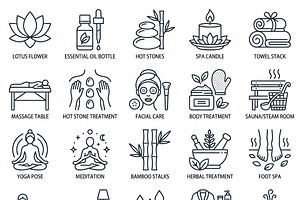 42 Luxury Spa Icon Set, an Outline Icon by adenpinkstore